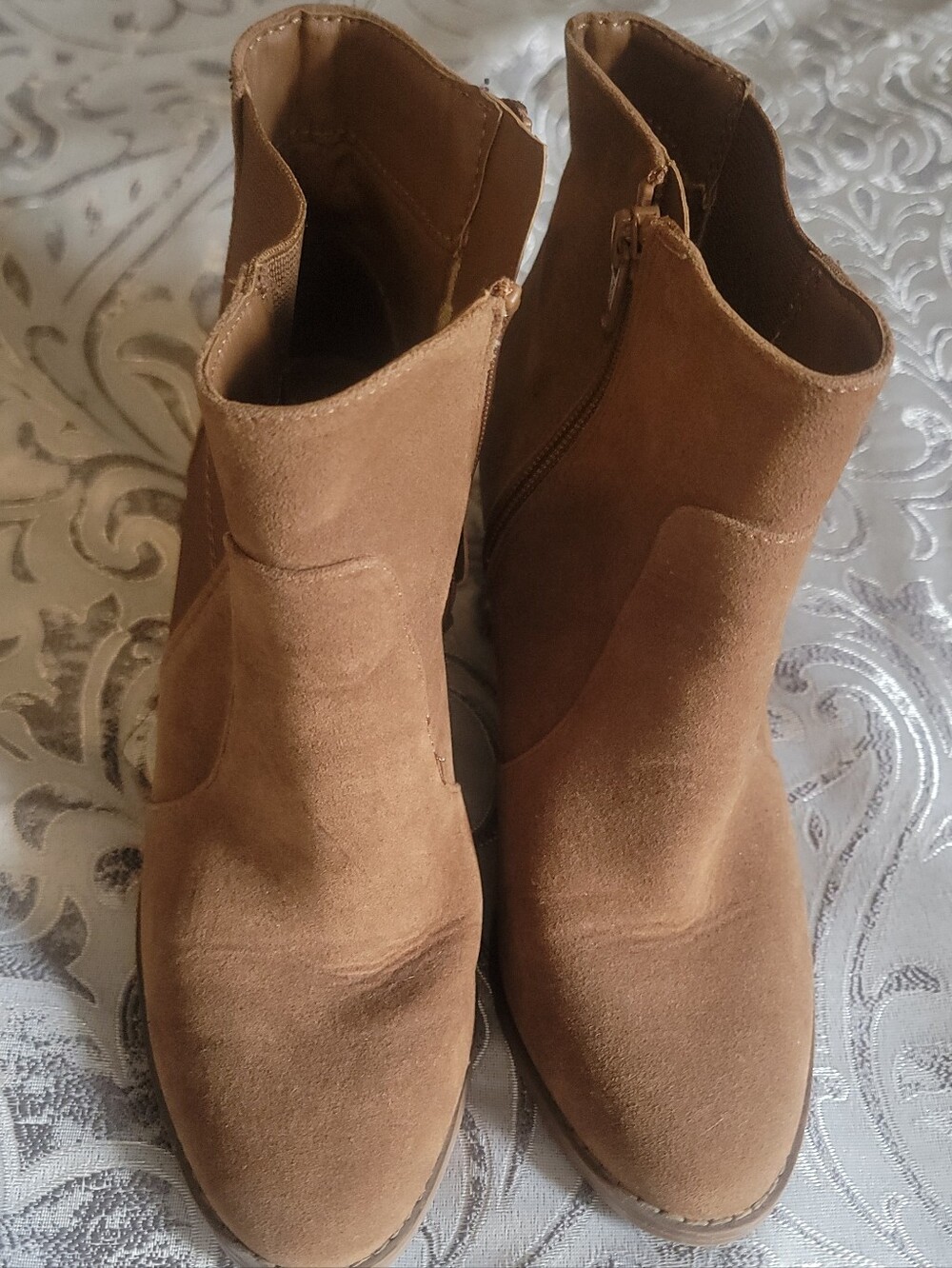 Universal Thread Suede Ankle Booties in Brown